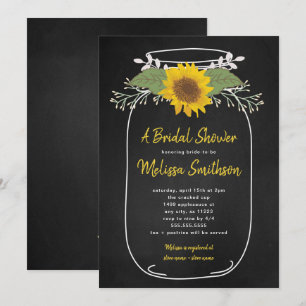 Rustikales Sonnenblumen Mason Jar Brautparty laden Einladung