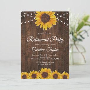 Rustikales Sonnenblumen-Retirement-Party Einladung