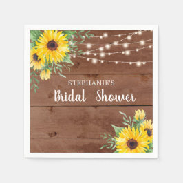 Rustikales Sonnenblumen-Strandlicht Brautparty Serviette