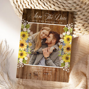 Rustikales Sonnenblumen-String-Lights-Foto Save th The Date
