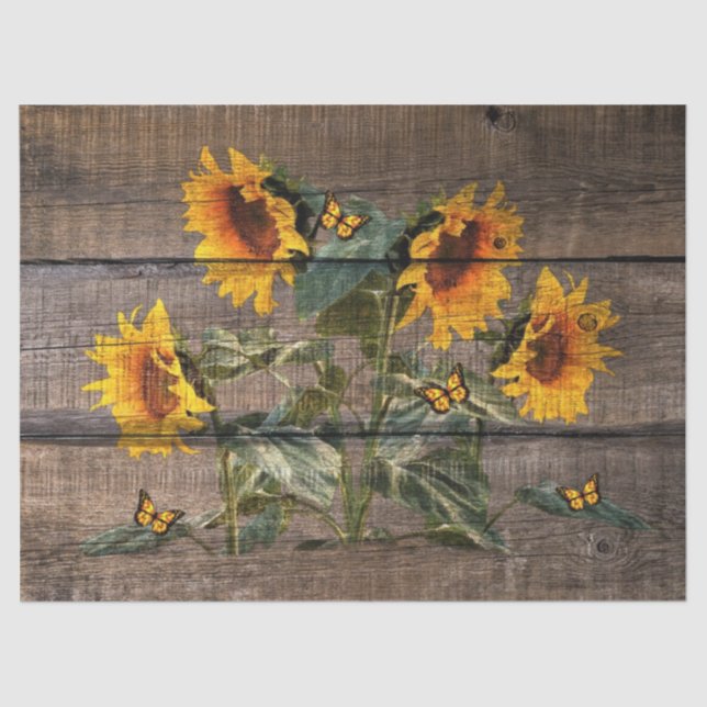 Rustikales Sonnenblumengestein Seidenpapier (Vorderseite)