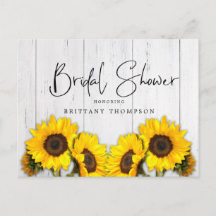 Rustikales Sonnenblumengewebe-Brautparty Einladungspostkarte