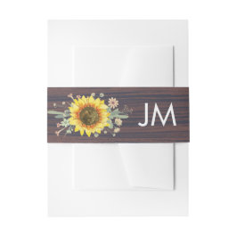 Rustikales Sonnenblumenholz-Monogramm Einladungsbanderole