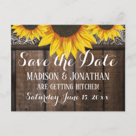 Rustikales Sonnenblumenholz Save the Date Postkarte
