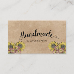 Rustikales Sonnenblumenkalligrafie Handmade-Kraftp Visitenkarte