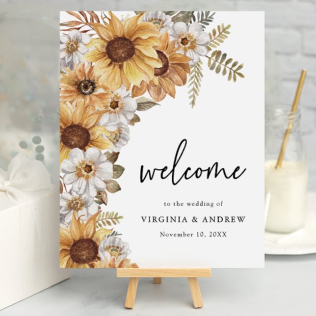 Rustikales Sonnenblumensiegel Poster (Rustic Watercolor Sunflower Floral Wedding Welcome Sign
by Painted Paperie)