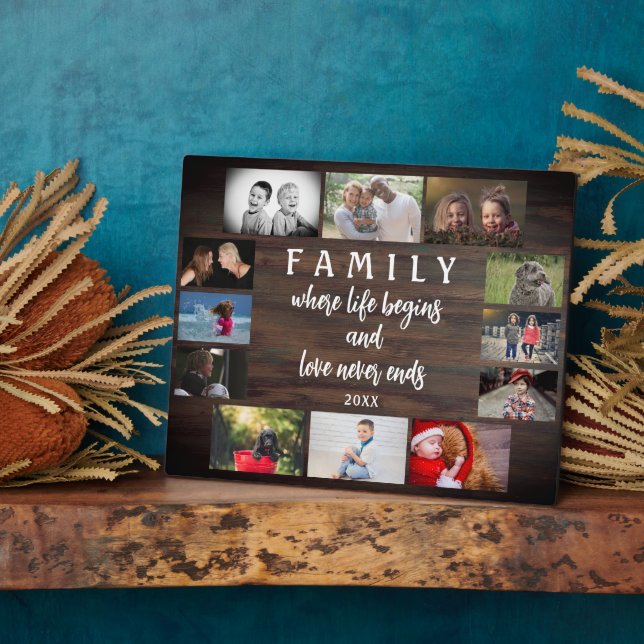 Rustikales Sprichwort der Familie Keepake FotoColl Fotoplatte (Seite)