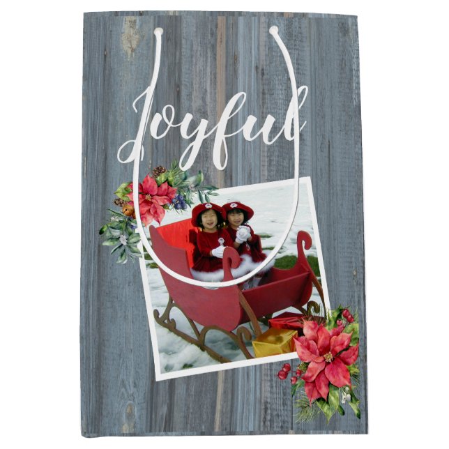 Rustikales Stallamt und Poinsettia ~ Foto Mittlere Geschenktüte (Vorderseite)