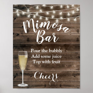 Rustikales Stallenholz-String-Lights Mimosa Bar Si Poster