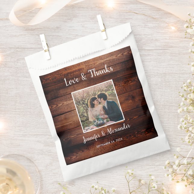 Rustikales Stallholz Foto Hochzeit Liebe Dank Geschenktütchen (Ausgeschnitten)