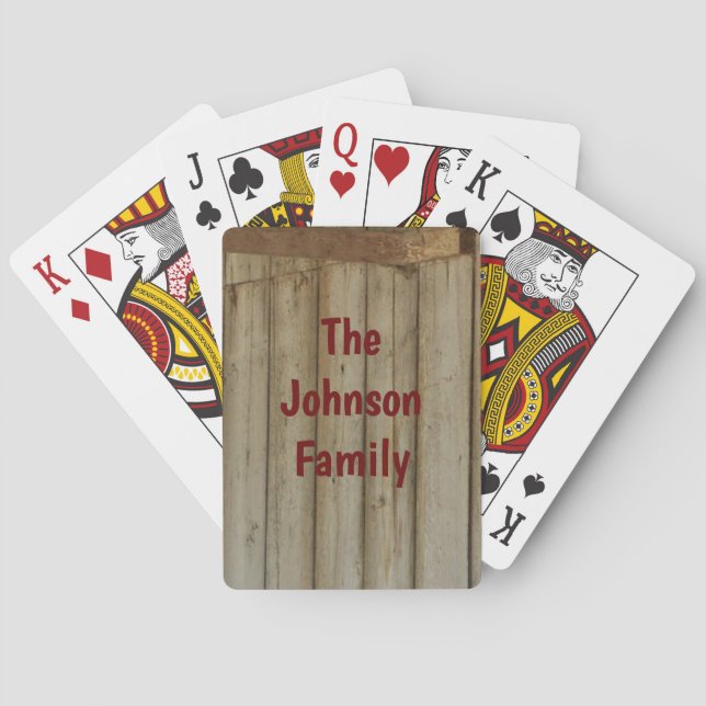 Rustikales Stallholz, Ihr Familienname beim Spiele Spielkarten (Rückseite)