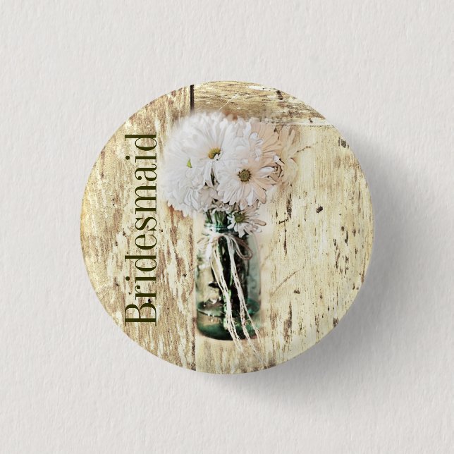 rustikales Stallholz Land daismaid Button (Vorderseite)