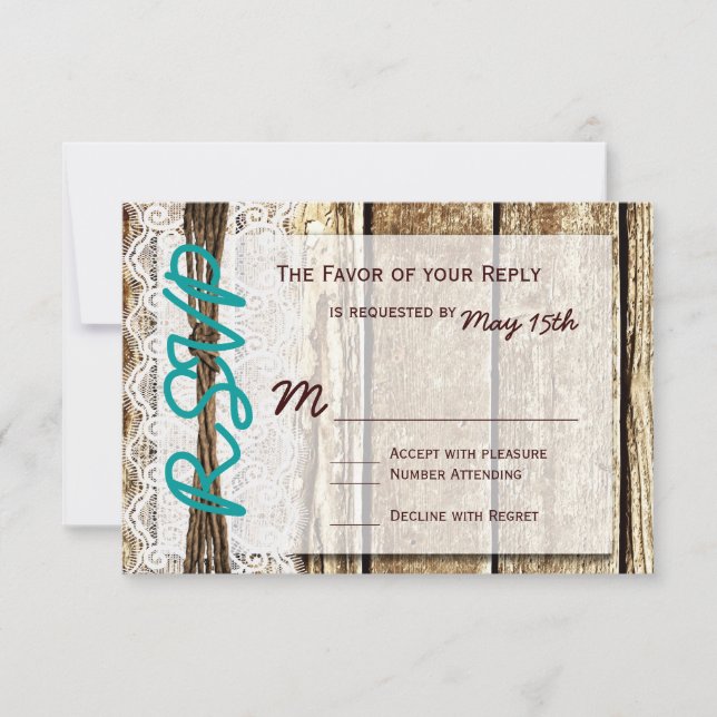 Rustikales Stallholz-Land Hochzeit RSVP-Karten RSVP Karte (Vorderseite)