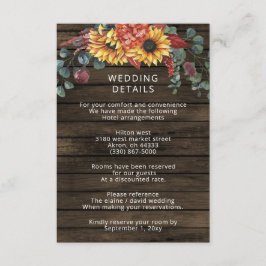 Rustikales Stallholz Land Sonnenblumen Hochzeit Begleitkarte