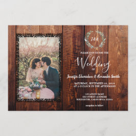 Rustikales Stallholz Land Vintages Foto Hochzeit Einladung