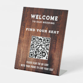 Rustikales Stallholz QR Code Land Hochzeitssitze Sockelschild