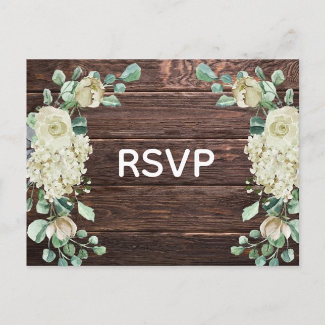 Rustikales Stallholz Rose Blumenzange RSVP Einladungspostkarte (Vorderseite)