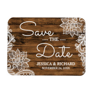 Rustikales Stallholz SAVE THE DATE Magnet