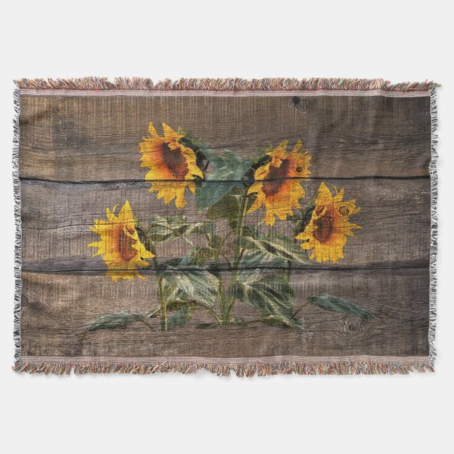 Rustikales Stallholz Sonnenblumen Decke (Vorderseite)