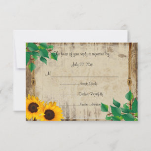 Rustikales Stallholz Sonnenblumen RSVP Karte