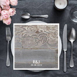 Rustikales Stallholz Spitzenplatz Western Hochzeit Serviette