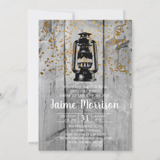 Rustikales Stallholz und Laternenpicknickparty Einladung