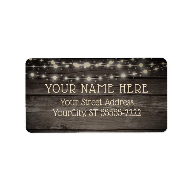 Rustikales Stallholz und Streichlichter Adressaufkleber (Vorne)