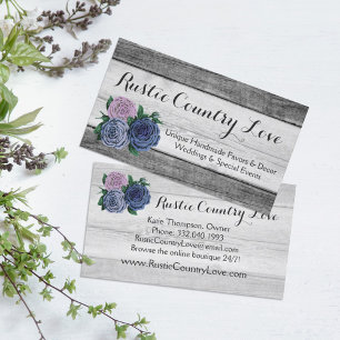 Rustikales Stallholz und Vintage Rose Shabby Visitenkarte