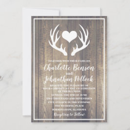 Rustikales Stallholz & Weiße Hirsche Hochzeit Einladung