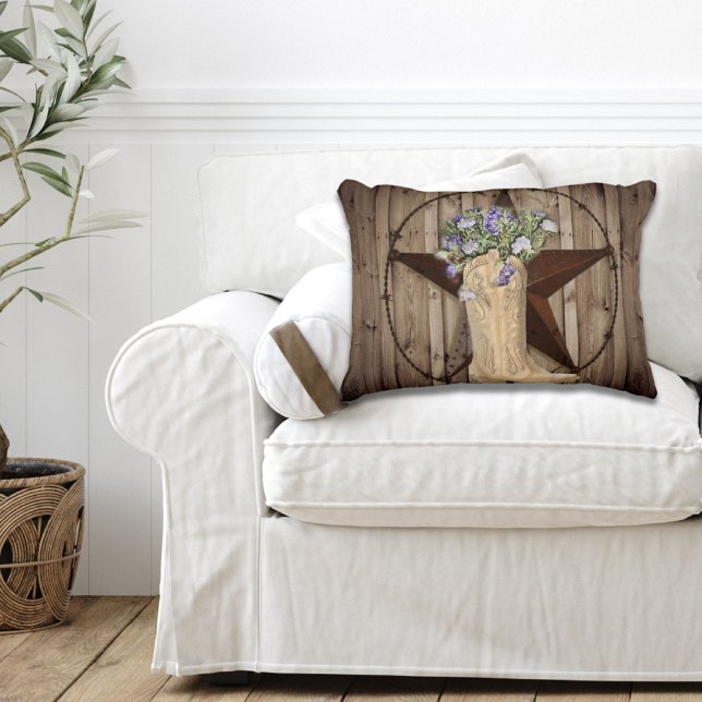 rustikales Stallholz Wildblume Cowboy Western Star Dekokissen (western country cowboy boot texas star throw pillow)