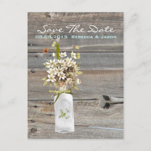 Rustikales Stallholz Wildblume Hochzeit Ankündigungspostkarte