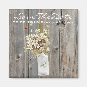 Rustikales Stallholz Wildblume Hochzeit Magnet