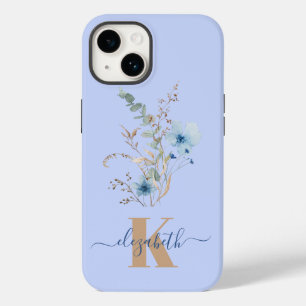 rustikales staubblaues Wasserfarben-Blumenbouquet Case-Mate iPhone 14 Hülle