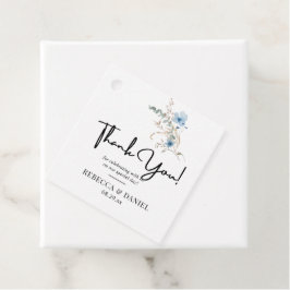 rustikales staubiges Blau Aquarell-Blumenstrauß Geschenkanhänger