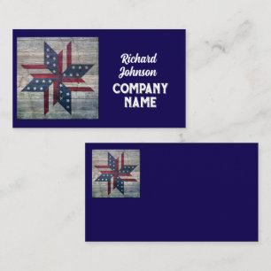 rustikales Steppmuster US Flagge Blau Visitenkarte