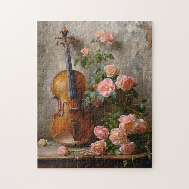 Rustikales Stillleben mit Vintager Violine (Vertikal)