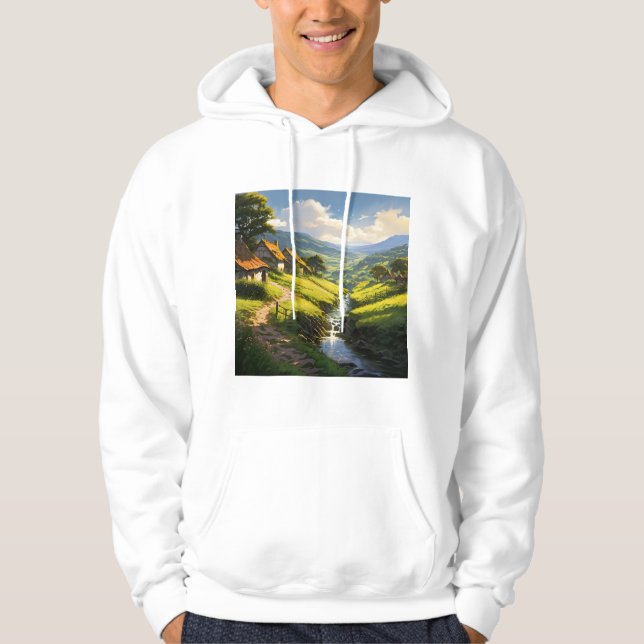 Rustikales Stone Houses Village Hoodie (Vorderseite)
