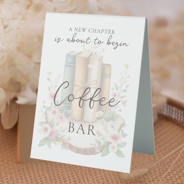 Rustikales Storybook Brautparty Kaffee Bar Sign Tischaufsteller (Von Creator hochgeladen)