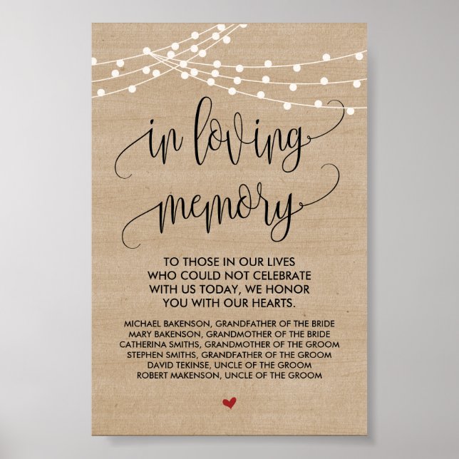 Rustikales Streichellicht für das Hochzeitstempelz Poster (Vorne)