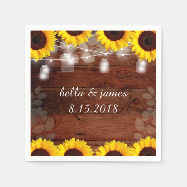 Rustikales Streichellicht Sonnenblumenpapier Napki Serviette (Vorderseite)