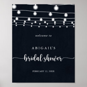 Rustikales String Lights Brautparty Willkommen Poster