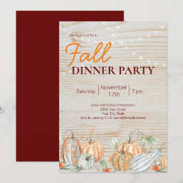 Rustikales String Lights Fall Pumpkin Dinner Party Einladung