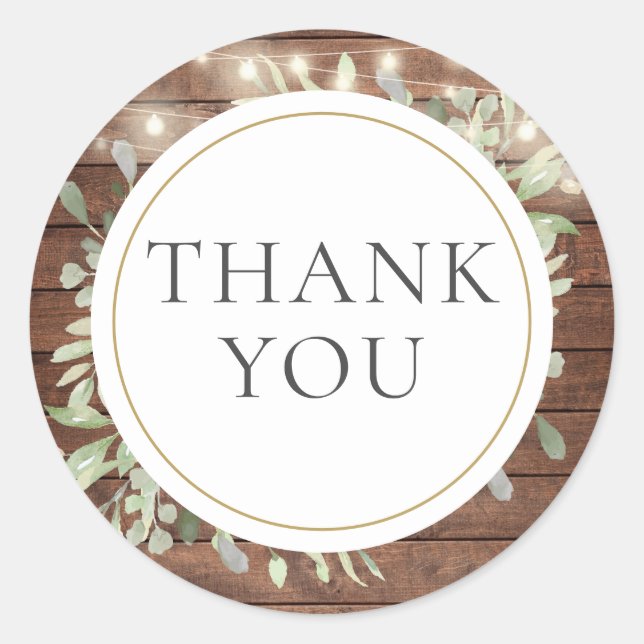 Rustikales String Lights Grüne Brautparty Gefallen Runder Aufkleber (Vorderseite)