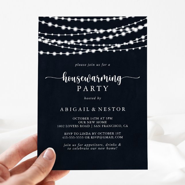 Rustikales String Lights Housewarming-Party Einladung (Von Creator hochgeladen)