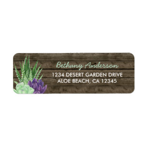 Rustikales Succulent & Aloe Vera Rücksendeadresse