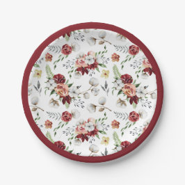 Rustikales Südfloral & Cotton Weihnachtsessen Pappteller
