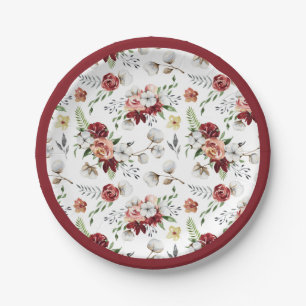 Rustikales Südfloral & Cotton Weihnachtsessen Pappteller