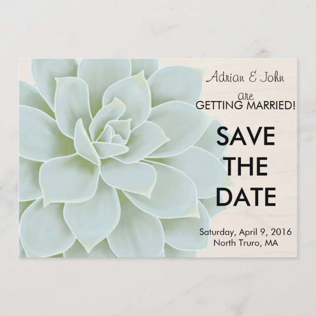 rustikales Sukkulat Save the Date (Vorderseite)