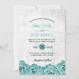 Rustikales sukkulentes Blumenholz Elegante Hochzei Einladung