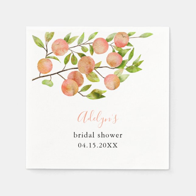 Rustikales Sweet Peach-Brautparty Serviette (Vorderseite)